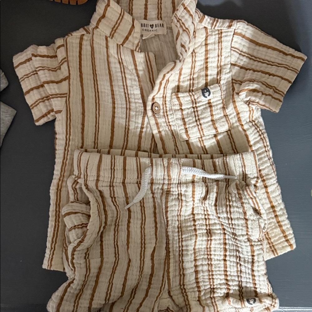 Striped Beige and Brown Baby Outfit